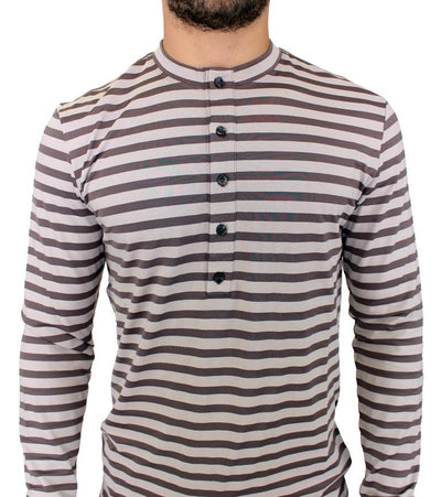 Brown striped cotton t-shirt