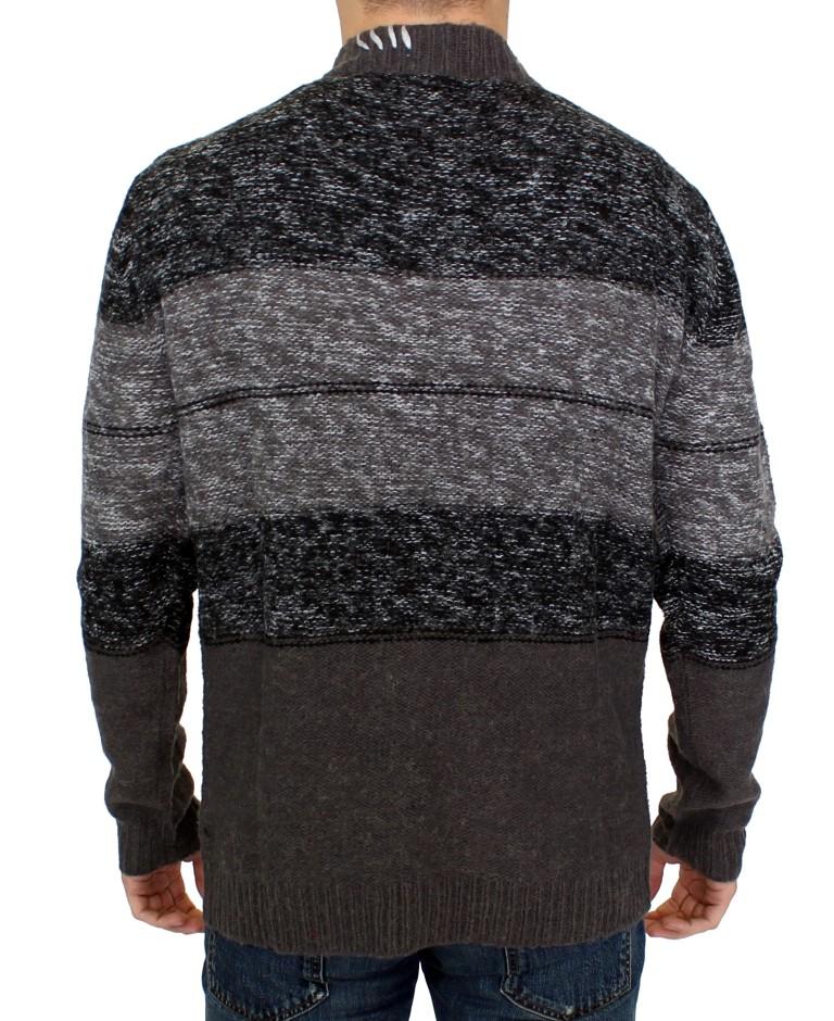 Gray knitted wool cardigan sweater