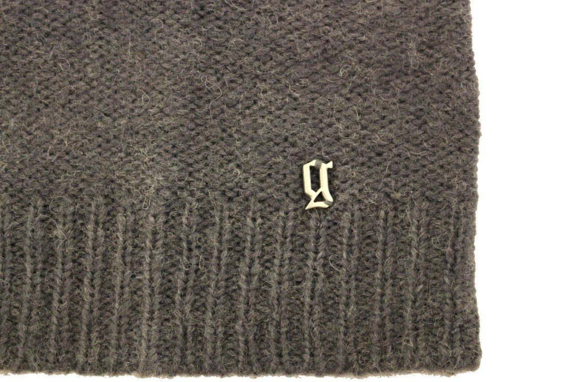 Gray knitted wool cardigan sweater