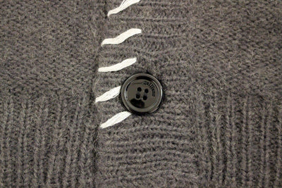 Gray knitted wool cardigan sweater