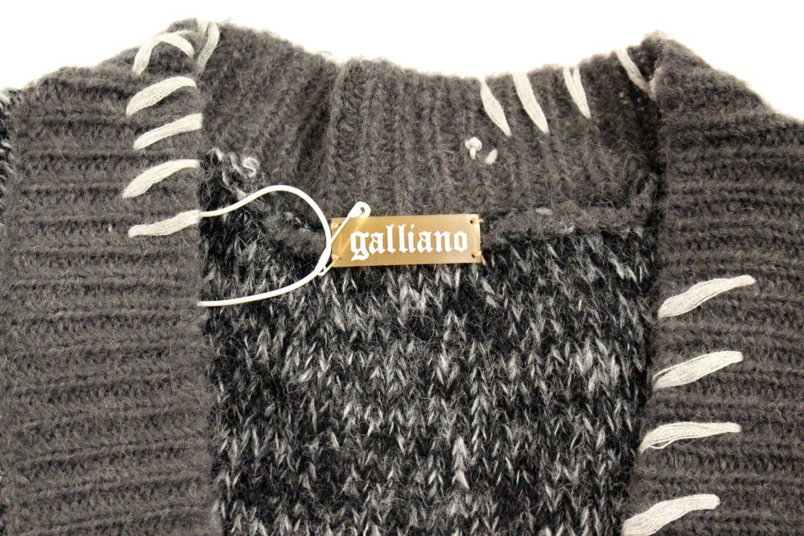 Gray knitted wool cardigan sweater