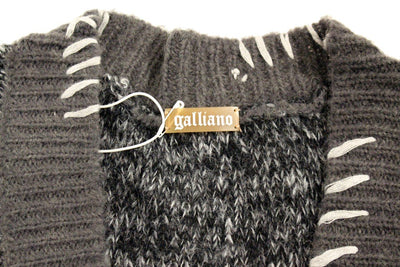 Gray knitted wool cardigan sweater