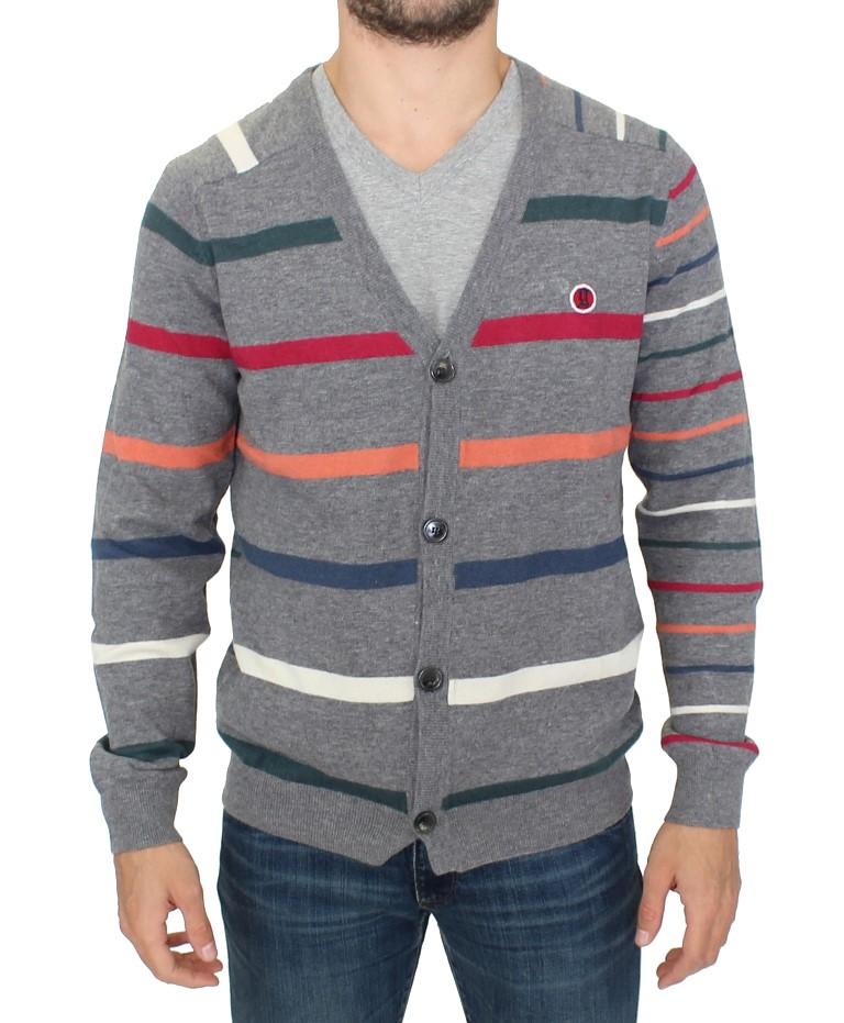 Multicolor stripes wool cardigan sweater