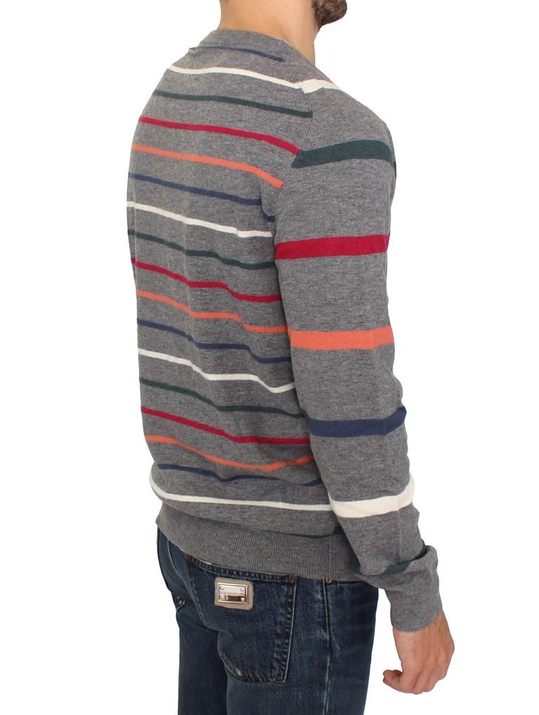 Multicolor stripes wool cardigan sweater