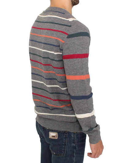Multicolor stripes wool cardigan sweater