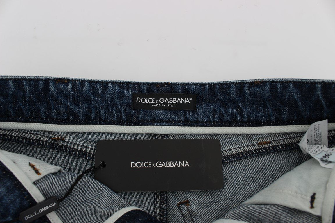 Blue Cotton Denim Mini Skirt