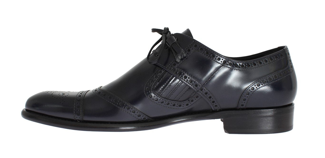 Blue Leather Dress Oxford Wingtip Shoes