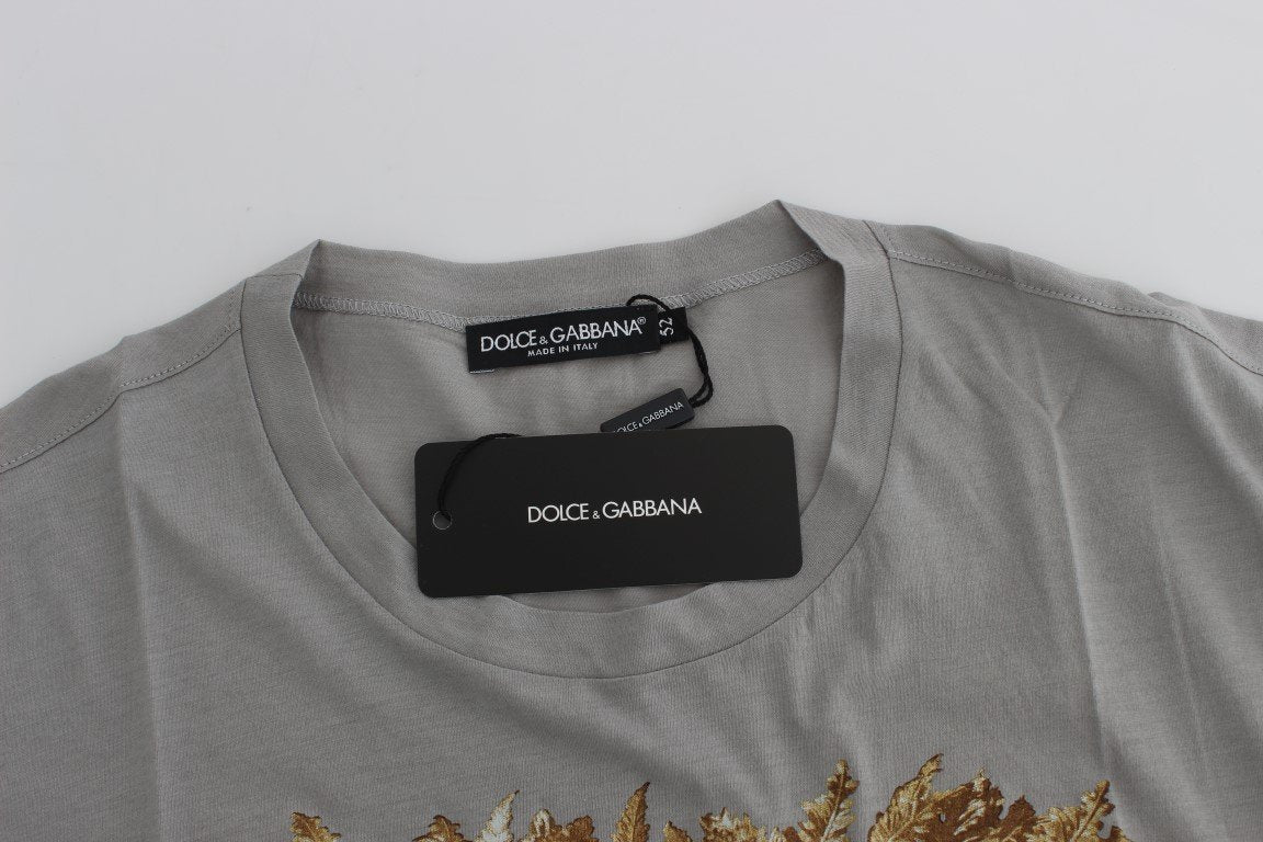 Crewneck 2015 Motive Print Gray Cotton T-shirt