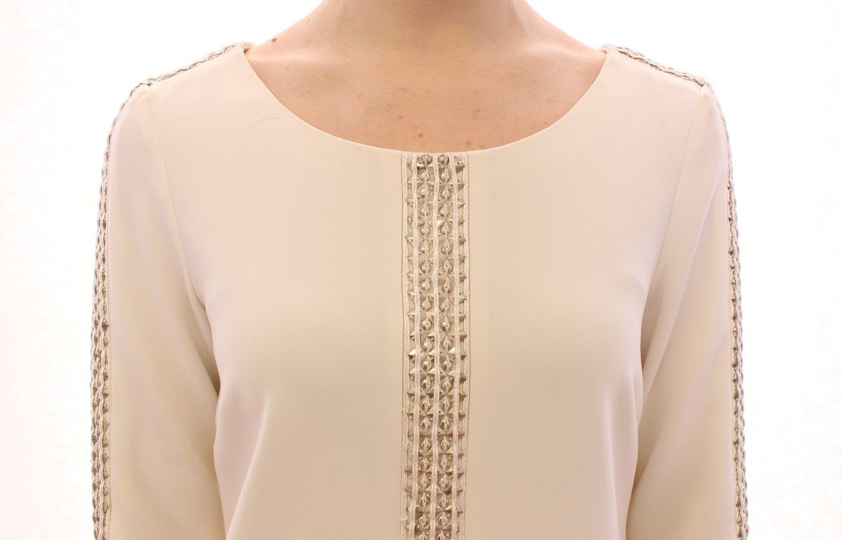 White Cream Studded Tunic Dress