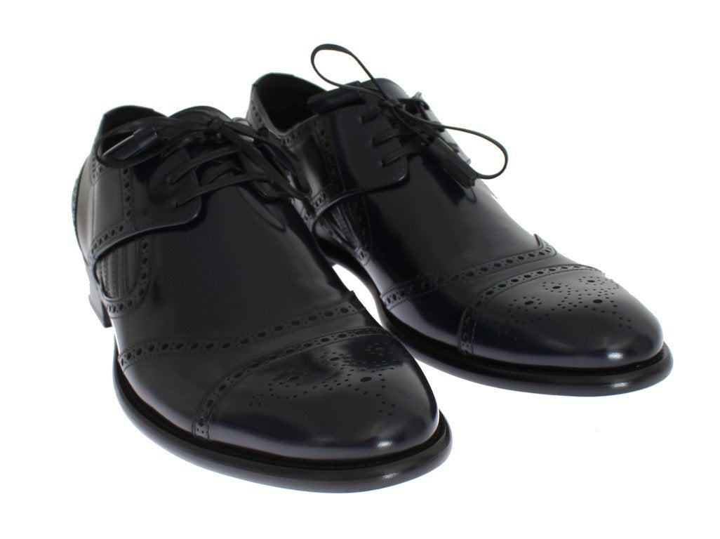 Blue Leather Dress Oxford Wingtip Shoes