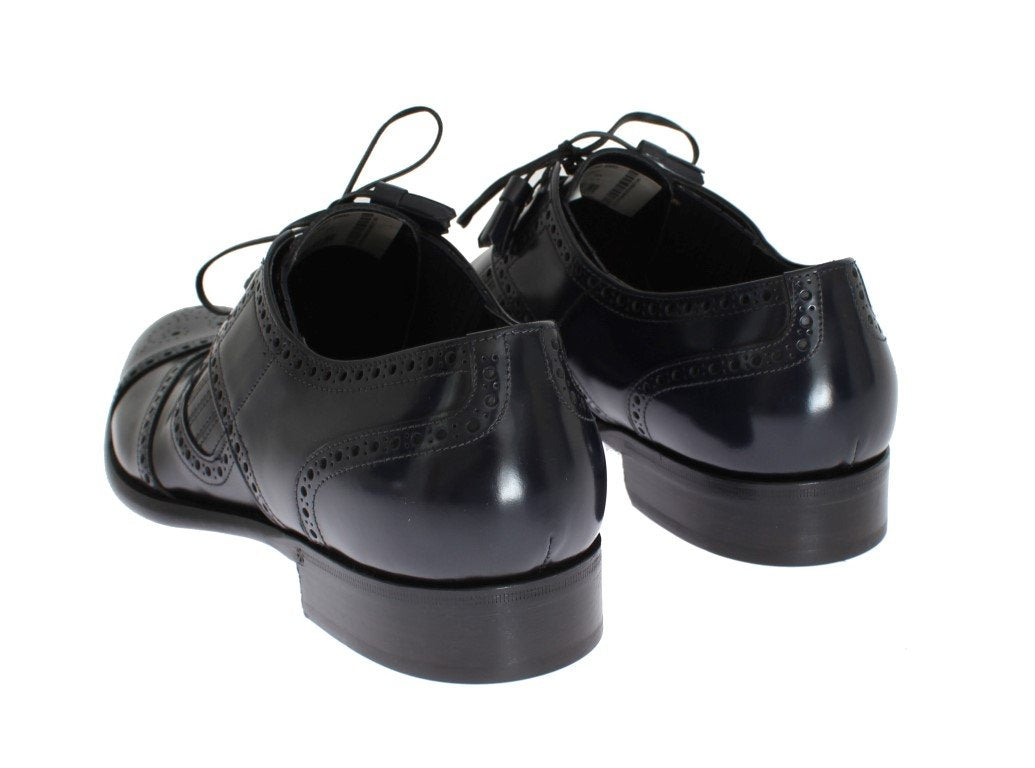 Blue Leather Dress Oxford Wingtip Shoes