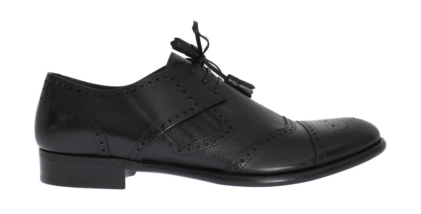 Black Leather Dress Oxford Wingtip Shoes