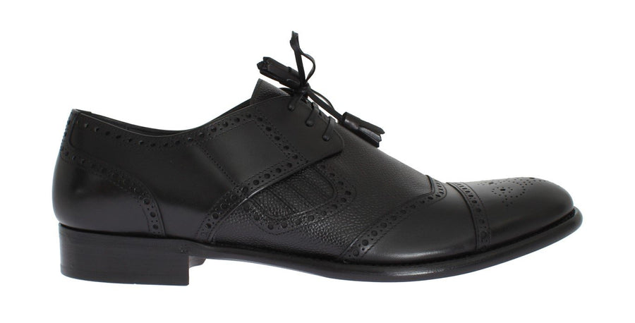 Black Leather Dress Oxford Wingtip Shoes