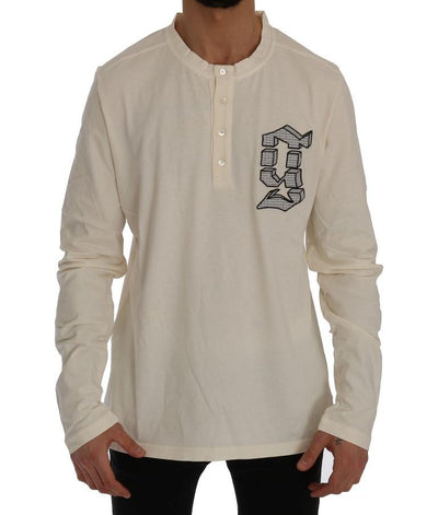 Beige Long Sleeve Henley T-Shirt