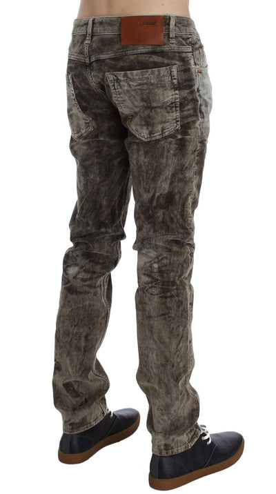 Brown Wash Cotton Stretch Slim Fit Jeans