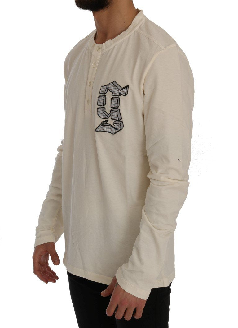 Beige Long Sleeve Henley T-Shirt