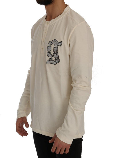 Beige Long Sleeve Henley T-Shirt