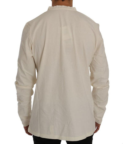 Beige Long Sleeve Henley T-Shirt