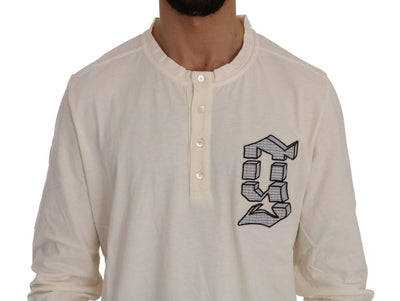 Beige Long Sleeve Henley T-Shirt