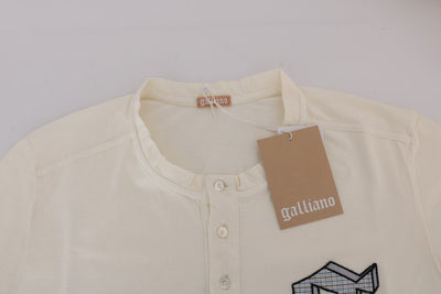Beige Long Sleeve Henley T-Shirt