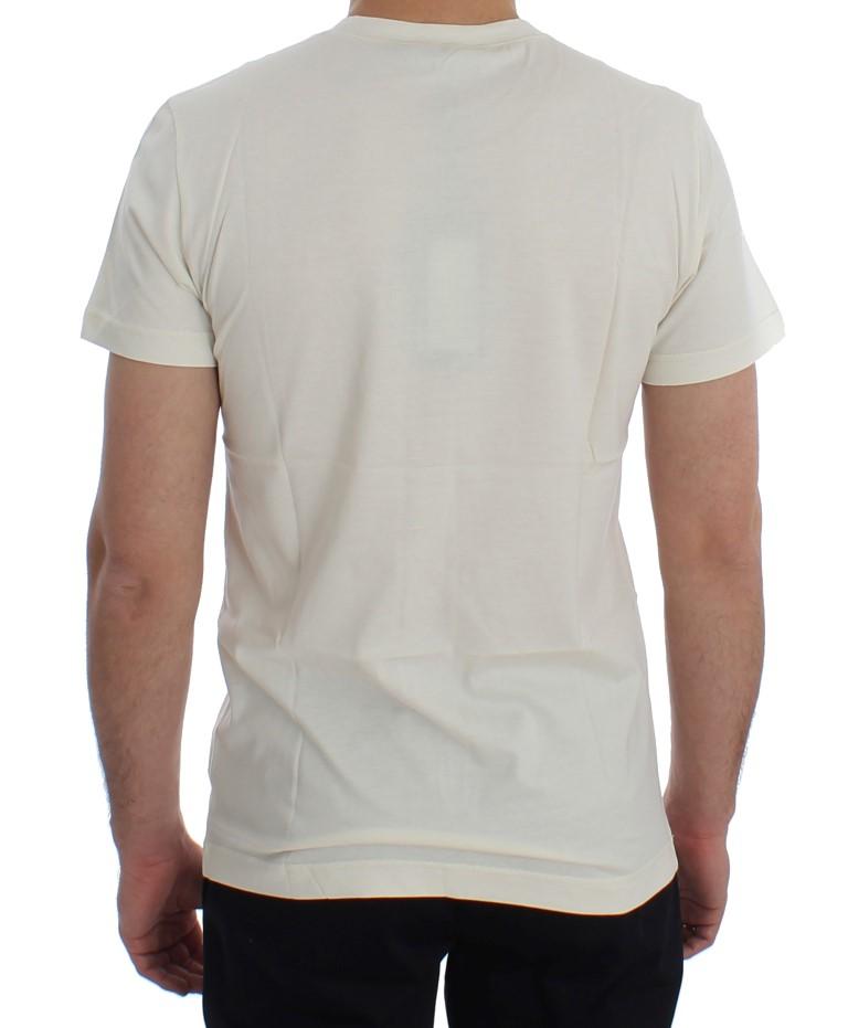 Crewneck 2015 Motive Print White Cotton T-shirt