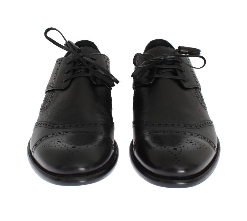 Black Leather Dress Oxford Wingtip Shoes