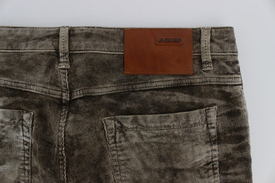 Brown Wash Cotton Stretch Slim Fit Jeans