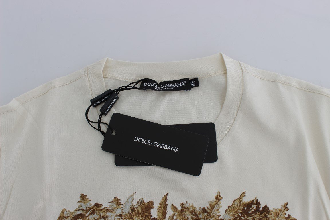 Crewneck 2015 Motive Print White Cotton T-shirt