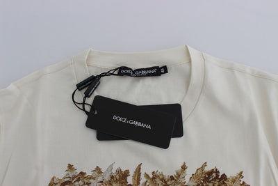 Crewneck 2015 Motive Print White Cotton T-shirt