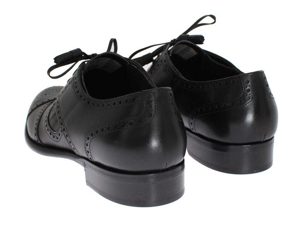 Black Leather Dress Oxford Wingtip Shoes