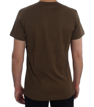 Crewneck 2015 Motive Print Green Cotton T-shirt