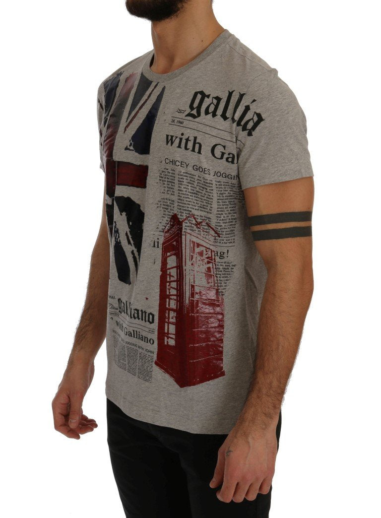 Gray Newspaper Print T-Shirt