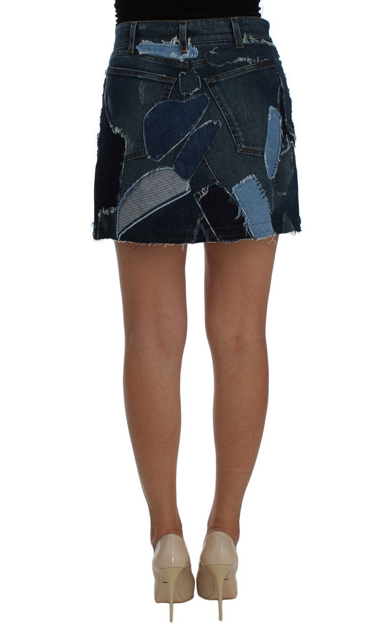 Blue Denim Stretch Mini Skirt