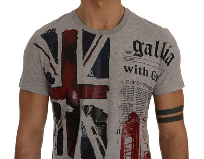 Gray Newspaper Print T-Shirt