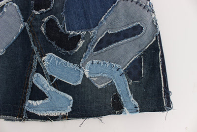 Blue Denim Stretch Mini Skirt