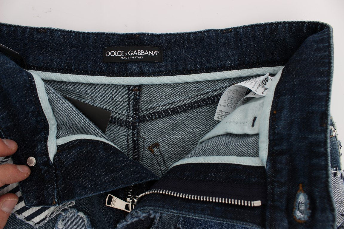 Blue Denim Stretch Mini Skirt