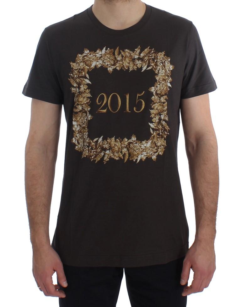 Crewneck 2015 Motive Print Purple Cotton T-shirt