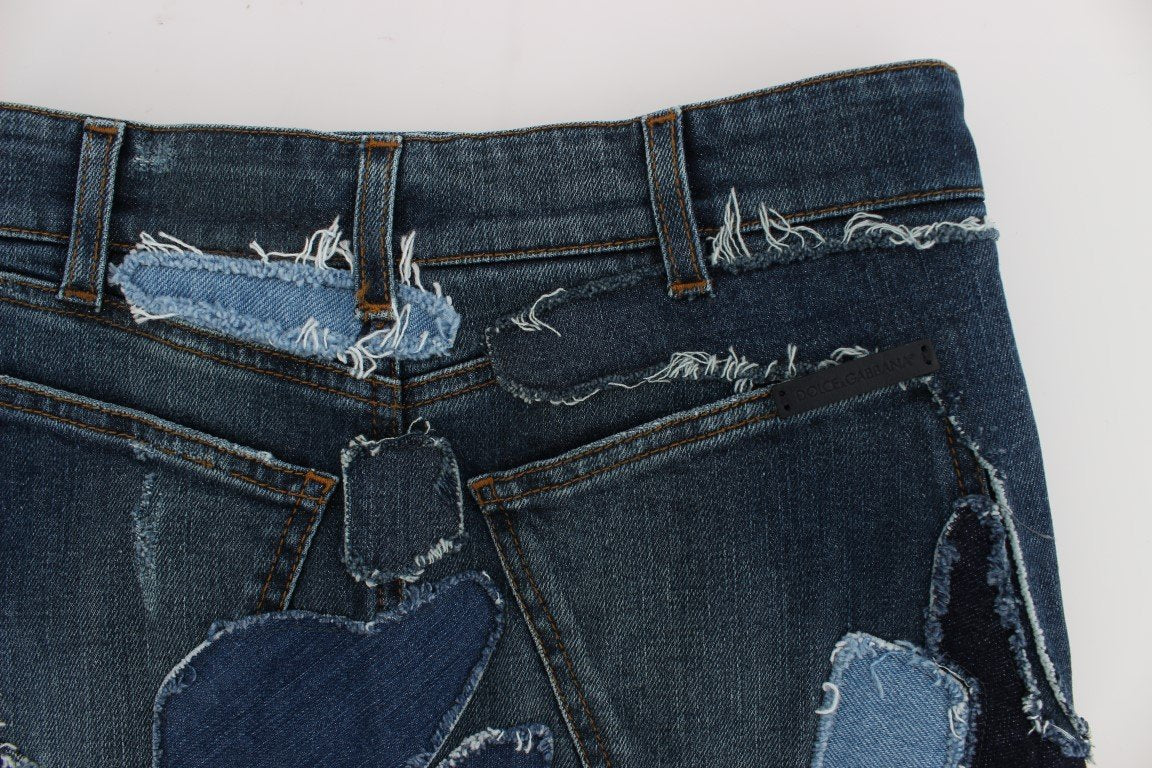 Blue Denim Stretch Mini Skirt