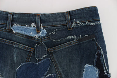 Blue Denim Stretch Mini Skirt