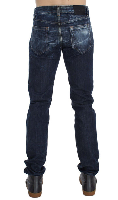 Blue Wash Cotton Stretch Slim Fit Jeans