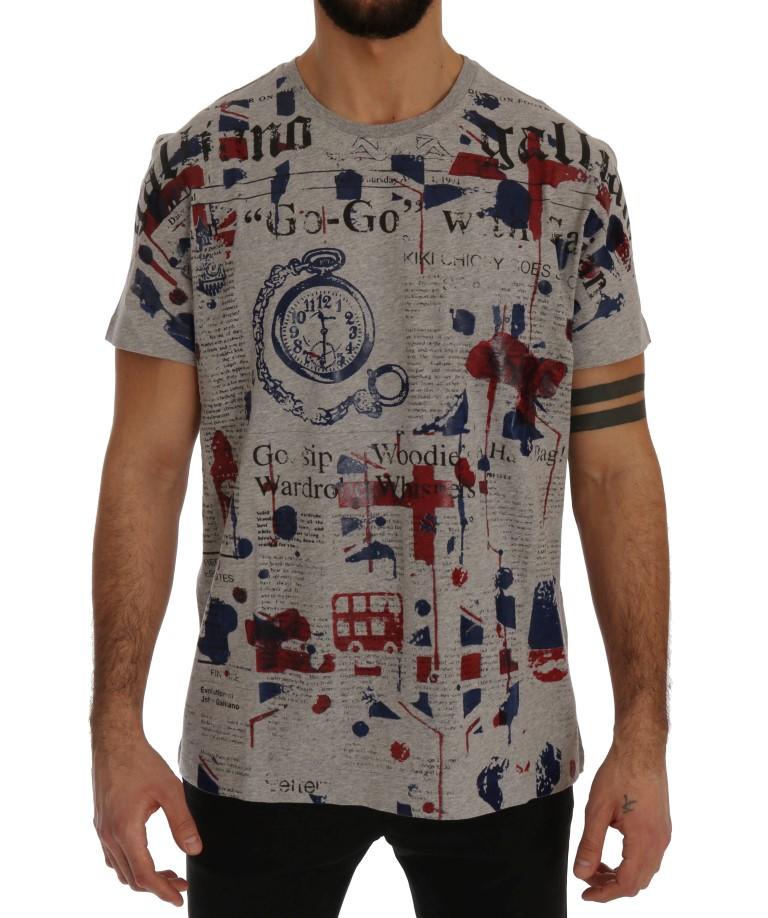 Gray Newspaper Print T-Shirt