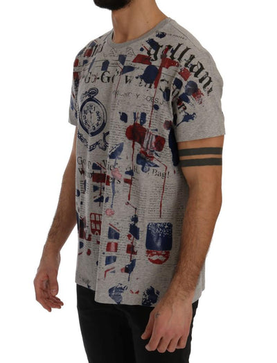Gray Newspaper Print T-Shirt