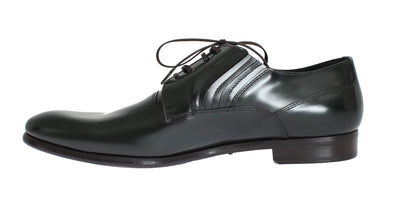 Green Leather Laceup Formal Shoes