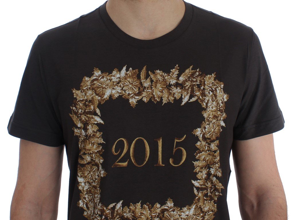 Crewneck 2015 Motive Print Purple Cotton T-shirt