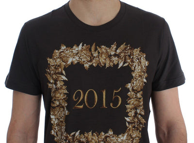 Crewneck 2015 Motive Print Purple Cotton T-shirt