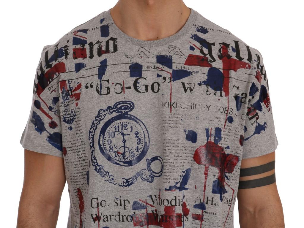 Gray Newspaper Print T-Shirt
