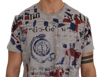 Gray Newspaper Print T-Shirt