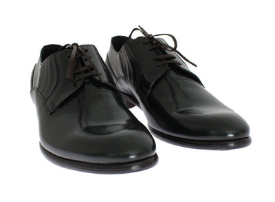 Green Leather Laceup Formal Shoes