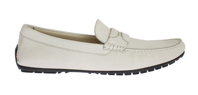 White Leather Loafers Shoes
