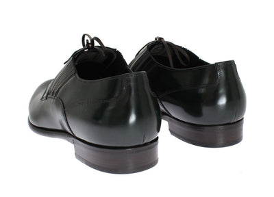 Green Leather Laceup Formal Shoes